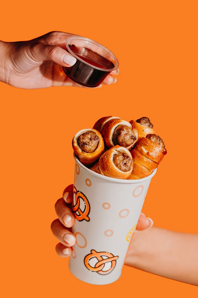 Mini Pretzel Dogs with Maple Syrup