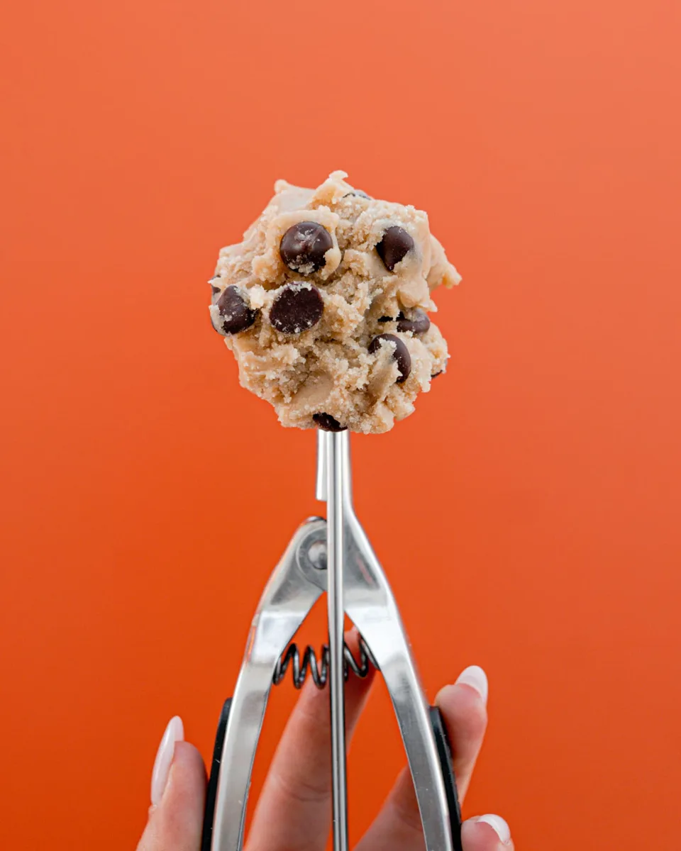 Scoop of scratch-made chocolate chip cookie dough
